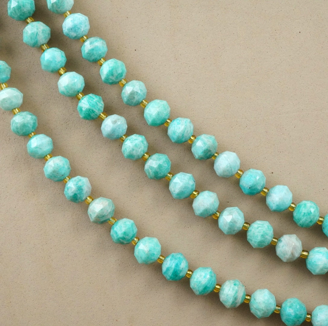 Amazonite (Rondelle)(Triangle-Faceted)(10x8mm)(15.5"Strand)