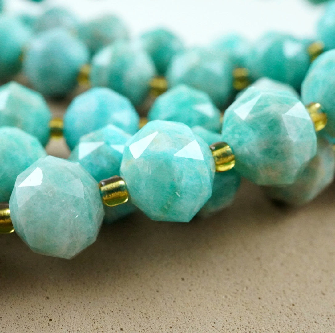 Amazonite (Rondelle)(Triangle-Faceted)(10x8mm)(15.5"Strand)