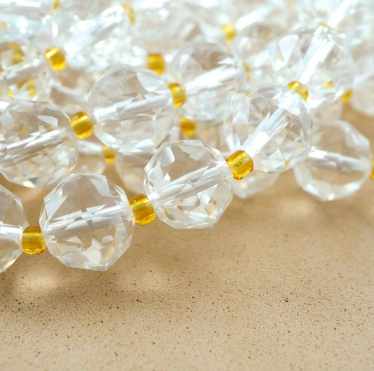 Quartz (Rondelle)(Triangle-Faceted)(10x8mm)(15.5"Strand)