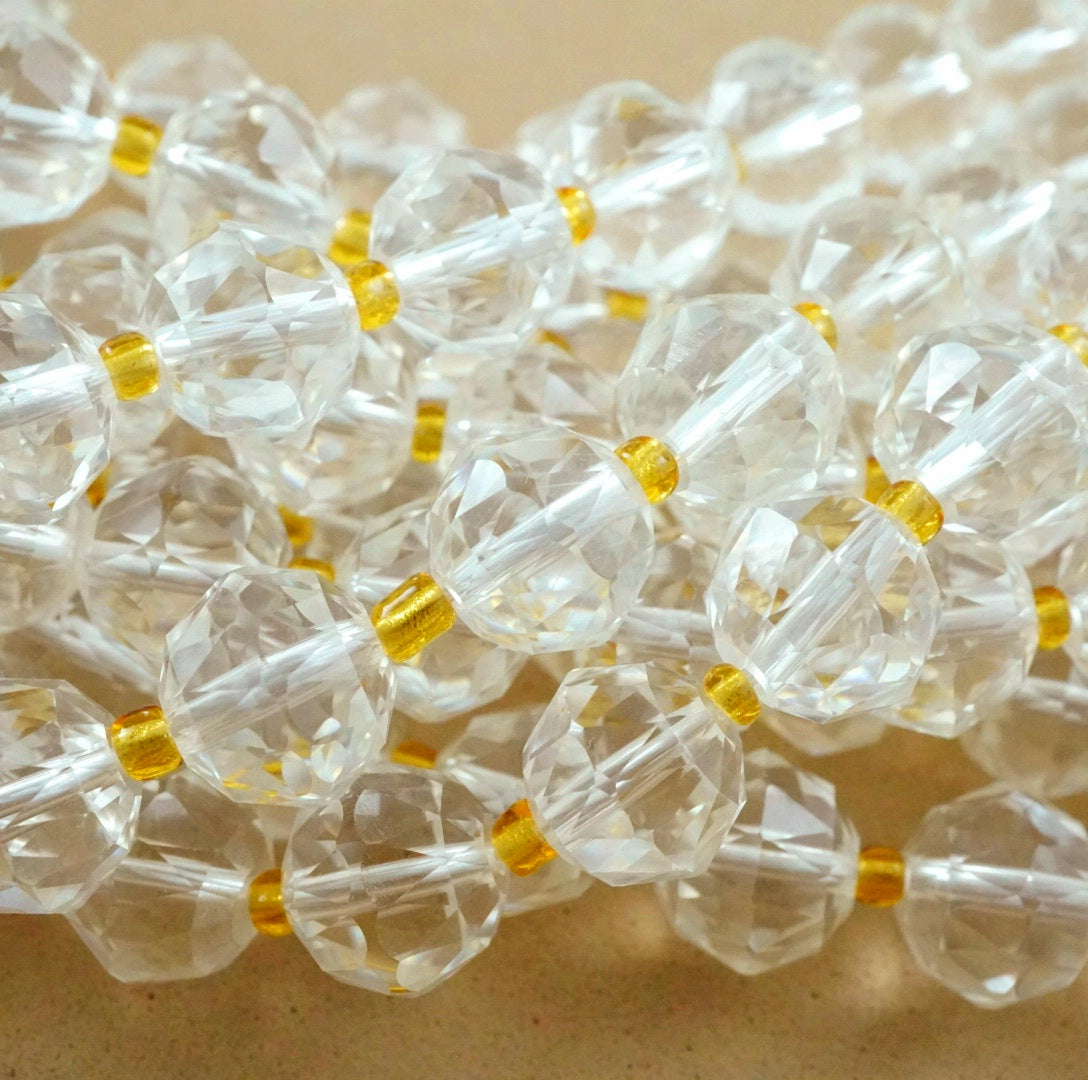 Quartz (Rondelle)(Triangle-Faceted)(10x8mm)(15.5"Strand)