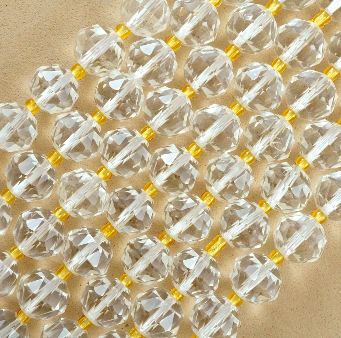 Quartz (Rondelle)(Triangle-Faceted)(10x8mm)(15.5"Strand)