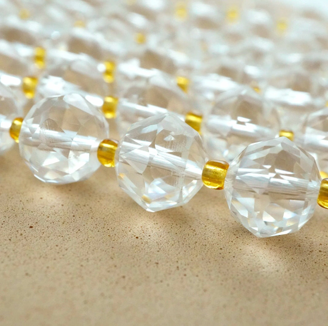 Quartz (Rondelle)(Triangle-Faceted)(10x8mm)(15.5"Strand)