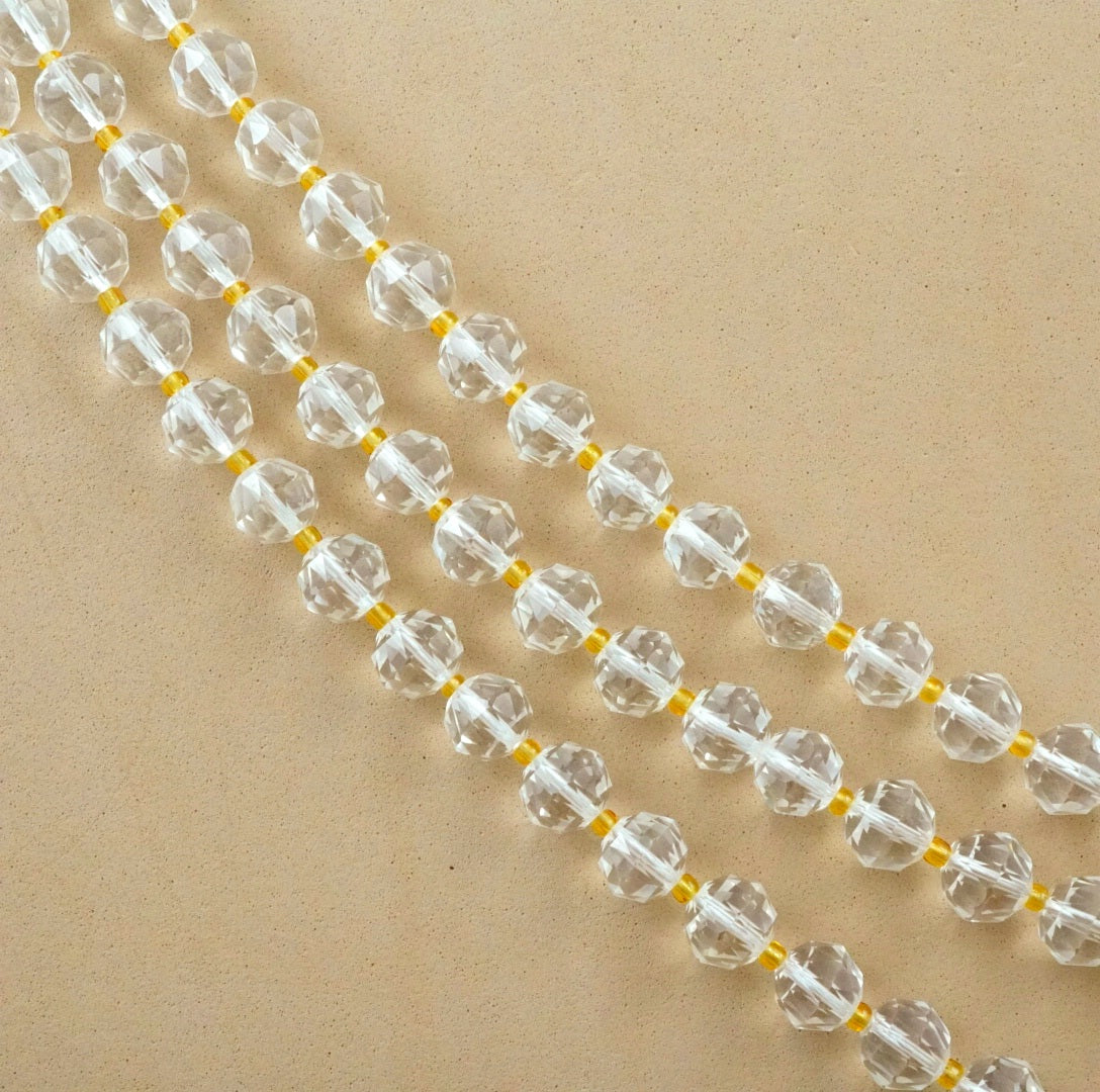 Quartz (Rondelle)(Triangle-Faceted)(10x8mm)(15.5"Strand)