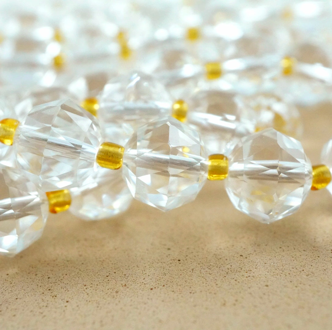 Quartz (Rondelle)(Triangle-Faceted)(10x8mm)(15.5"Strand)