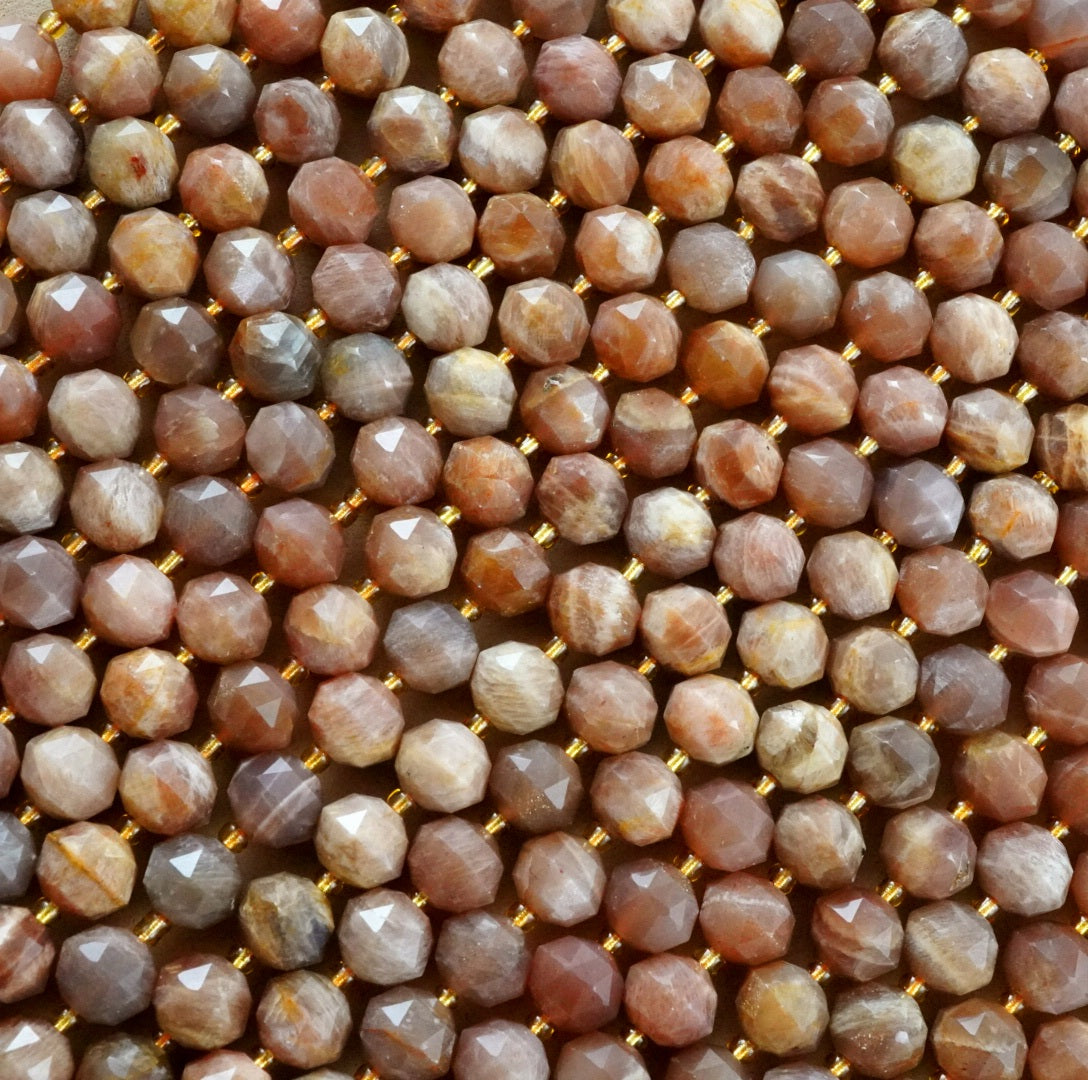 Peach Moonstone (Rondelle)(Triangle-Faceted)(10x8mm)(15.5"Strand)