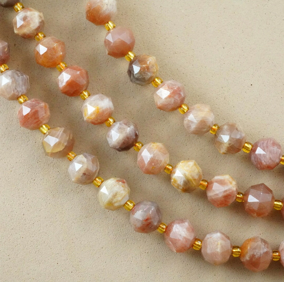 Peach Moonstone (Rondelle)(Triangle-Faceted)(10x8mm)(15.5"Strand)