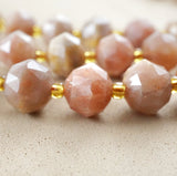 Peach Moonstone (Rondelle)(Triangle-Faceted)(10x8mm)(15.5"Strand)
