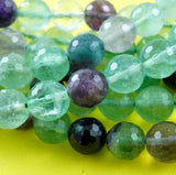 Rainbow Fluorite (Round)(Faceted)(4mm)(6mm)(8mm)(10mm)(16"Strand)