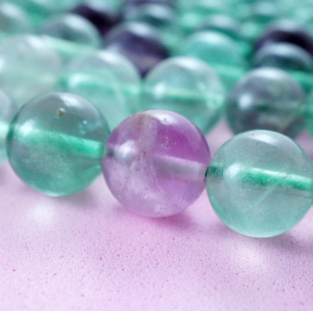 Rainbow Fluorite (Round)(Smooth)(4mm)(6mm)(8mm)(10mm)(12mm)(16"Strand)