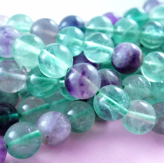 Rainbow Fluorite (Round)(Smooth)(4mm)(6mm)(8mm)(10mm)(12mm)(16"Strand)