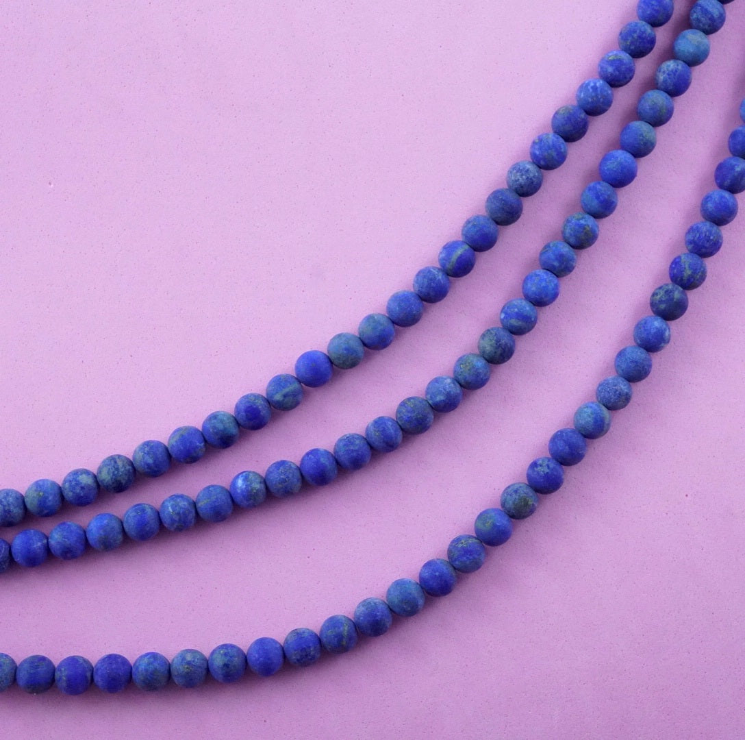 Lapis Lazuli (Round)(Matte)(4mm)(6mm)(8mm)(10mm)(16"Strand)