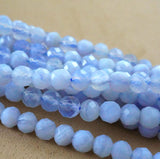 Blue Lace Agate (Round)(Faceted)(5mm)(16"Strand)