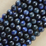 Blue Tiger Eye (Round)(Faceted)(8mm)(10mm)(16"Strand)
