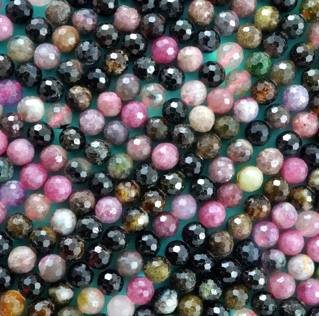 Watermelon Tourmaline (Round)(Faceted)(6mm)(16"Strand)