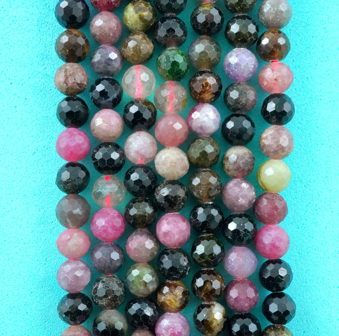 Watermelon Tourmaline (Round)(Faceted)(6mm)(16"Strand)