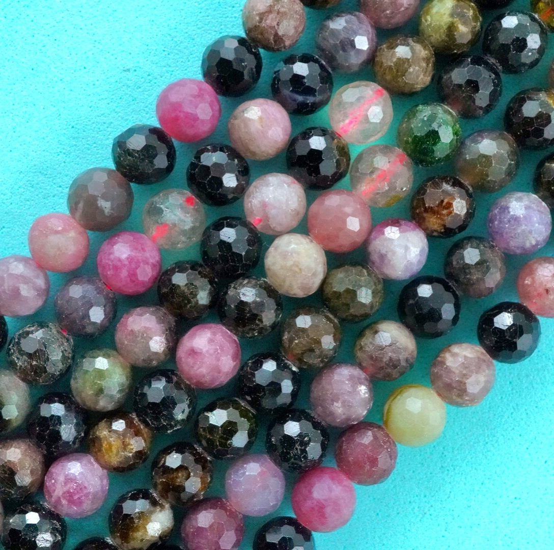 Watermelon Tourmaline (Round)(Faceted)(6mm)(16"Strand)