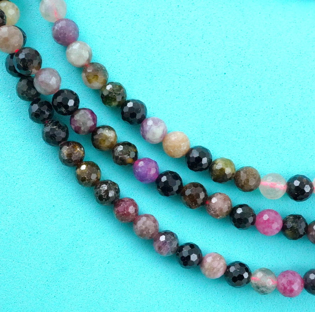 Watermelon Tourmaline (Round)(Faceted)(6mm)(16"Strand)