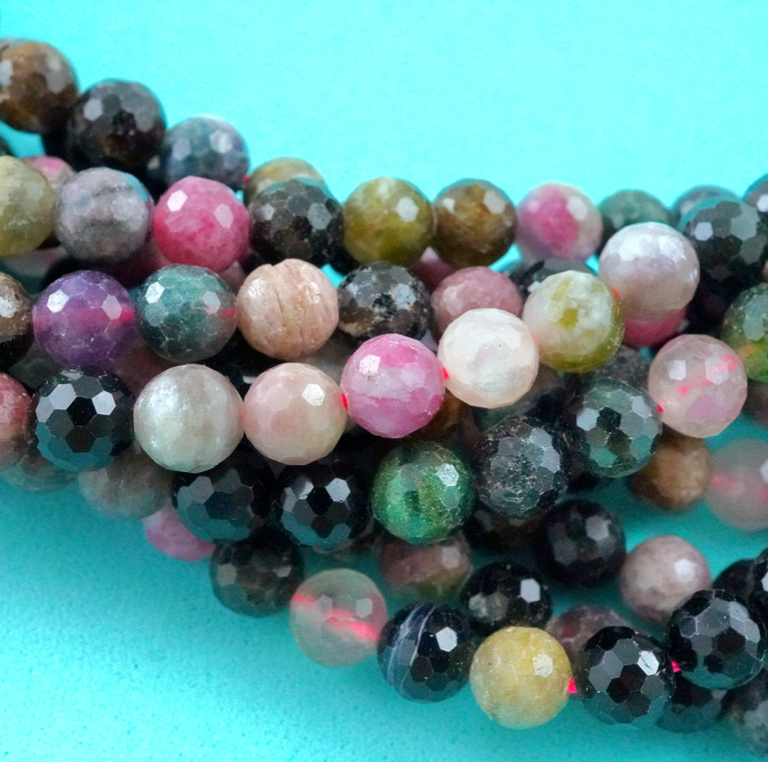 Watermelon Tourmaline (Round)(Faceted)(6mm)(16"Strand)