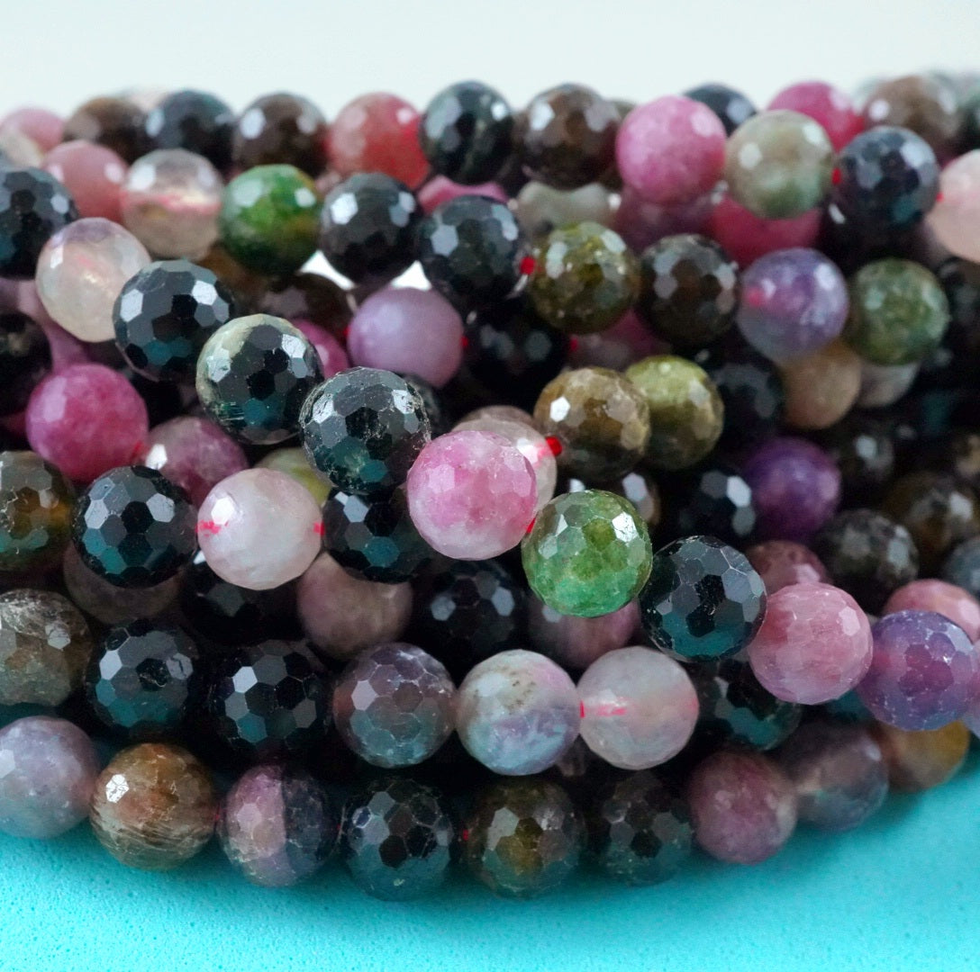 Watermelon Tourmaline (Round)(Faceted)(6mm)(16"Strand)