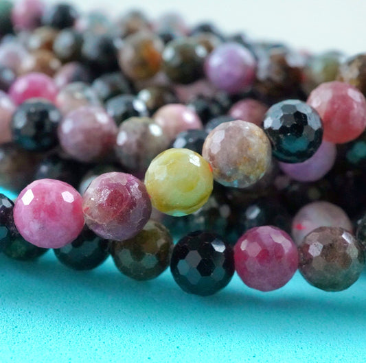 Watermelon Tourmaline (Round)(Faceted)(6mm)(16"Strand)