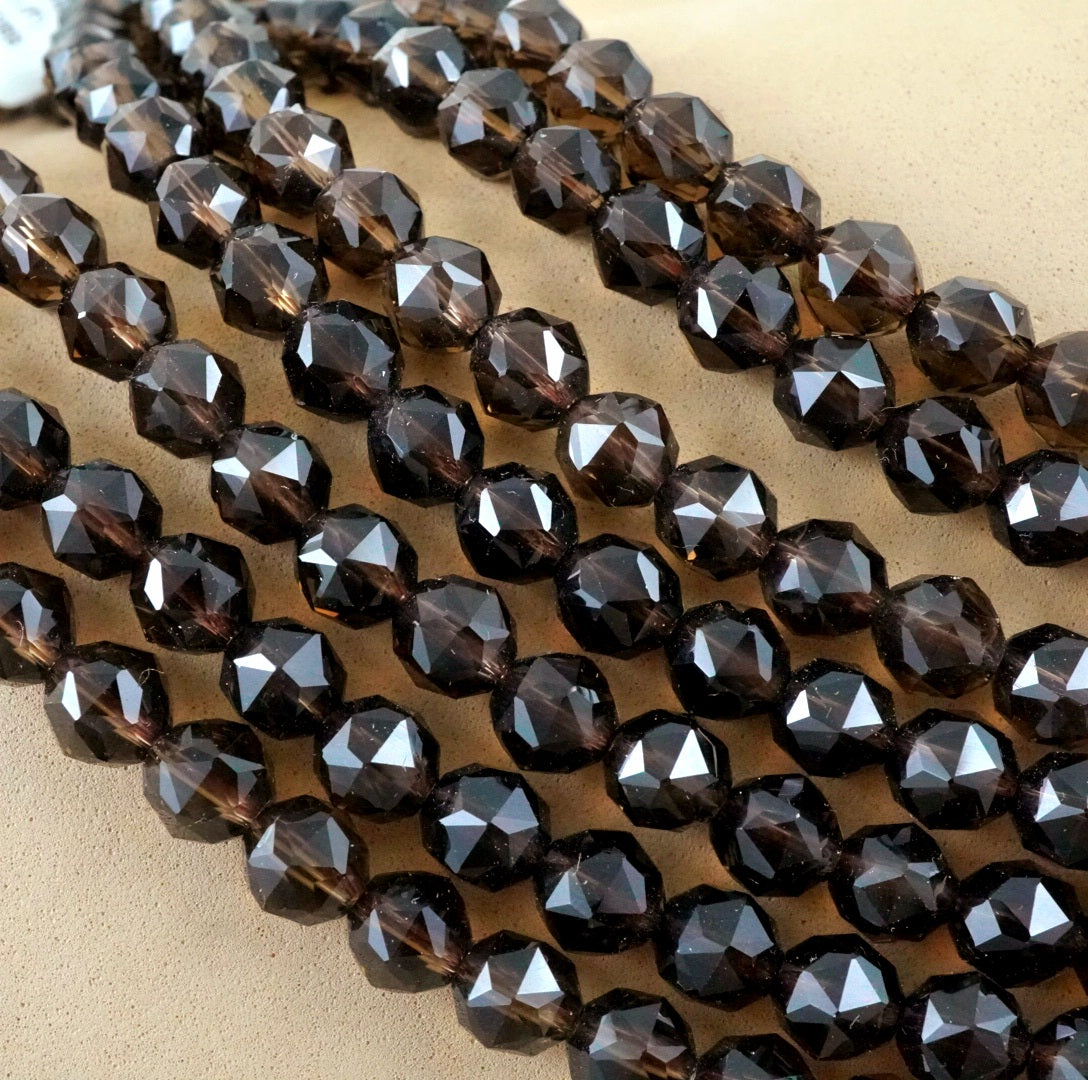 Smoky Quartz (Round)(Premium)(Faceted)(6mm)(8mm)(10mm)(12mm)(14mm)(16"Strand)