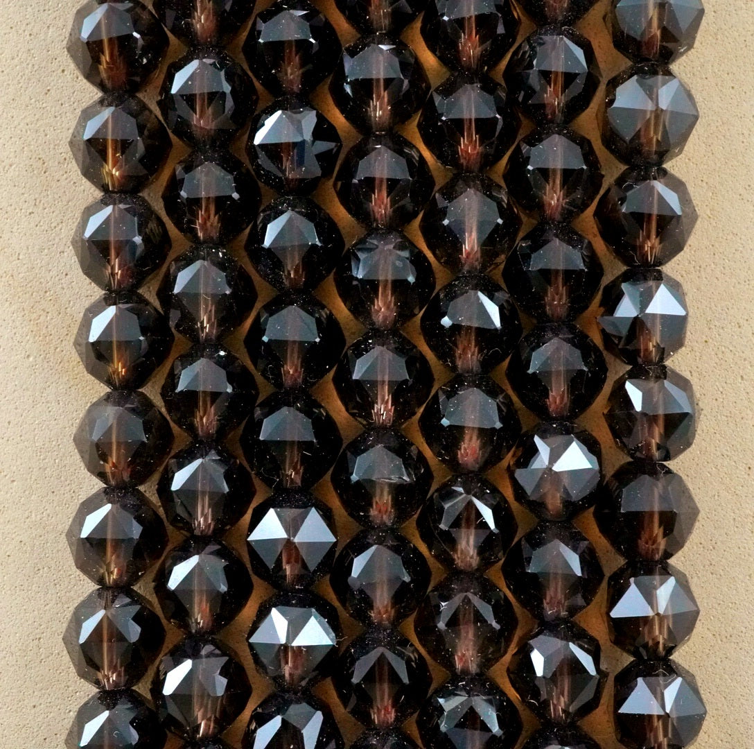 Smoky Quartz (Round)(Premium)(Faceted)(6mm)(8mm)(10mm)(12mm)(14mm)(16"Strand)