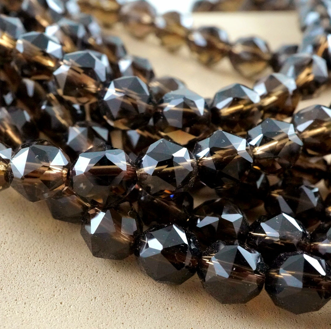 Smoky Quartz (Round)(Premium)(Faceted)(6mm)(8mm)(10mm)(12mm)(14mm)(16"Strand)