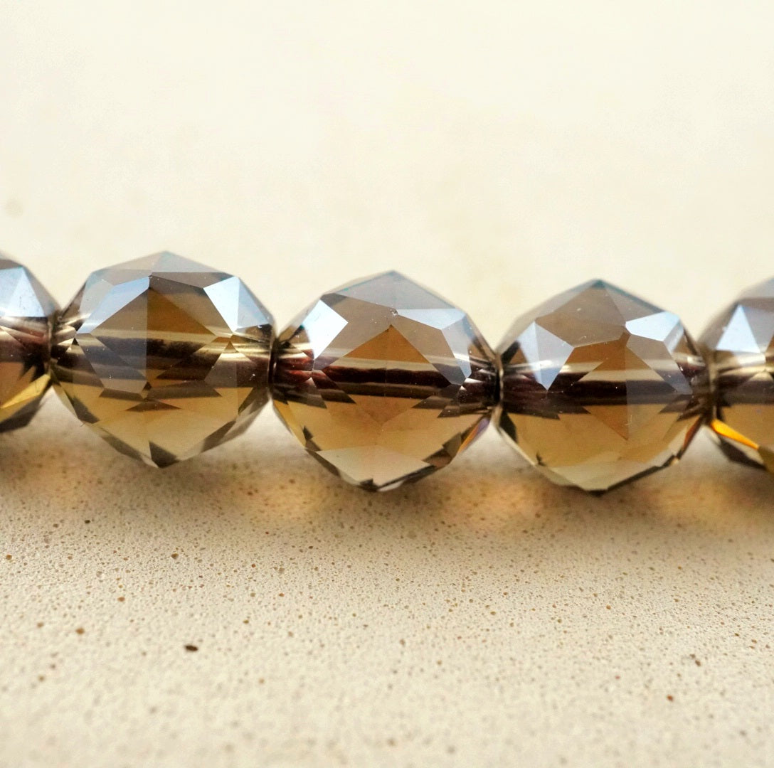 Smoky Quartz (Round)(Premium)(Faceted)(6mm)(8mm)(10mm)(12mm)(14mm)(16"Strand)