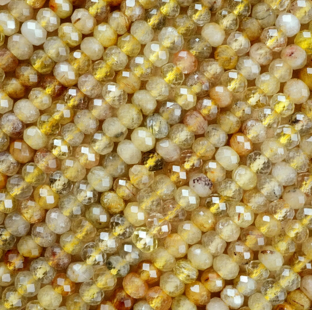 Golden Rutilated Quartz (Rondelle)(Faceted)(6x4mm)(15.5"Strand)