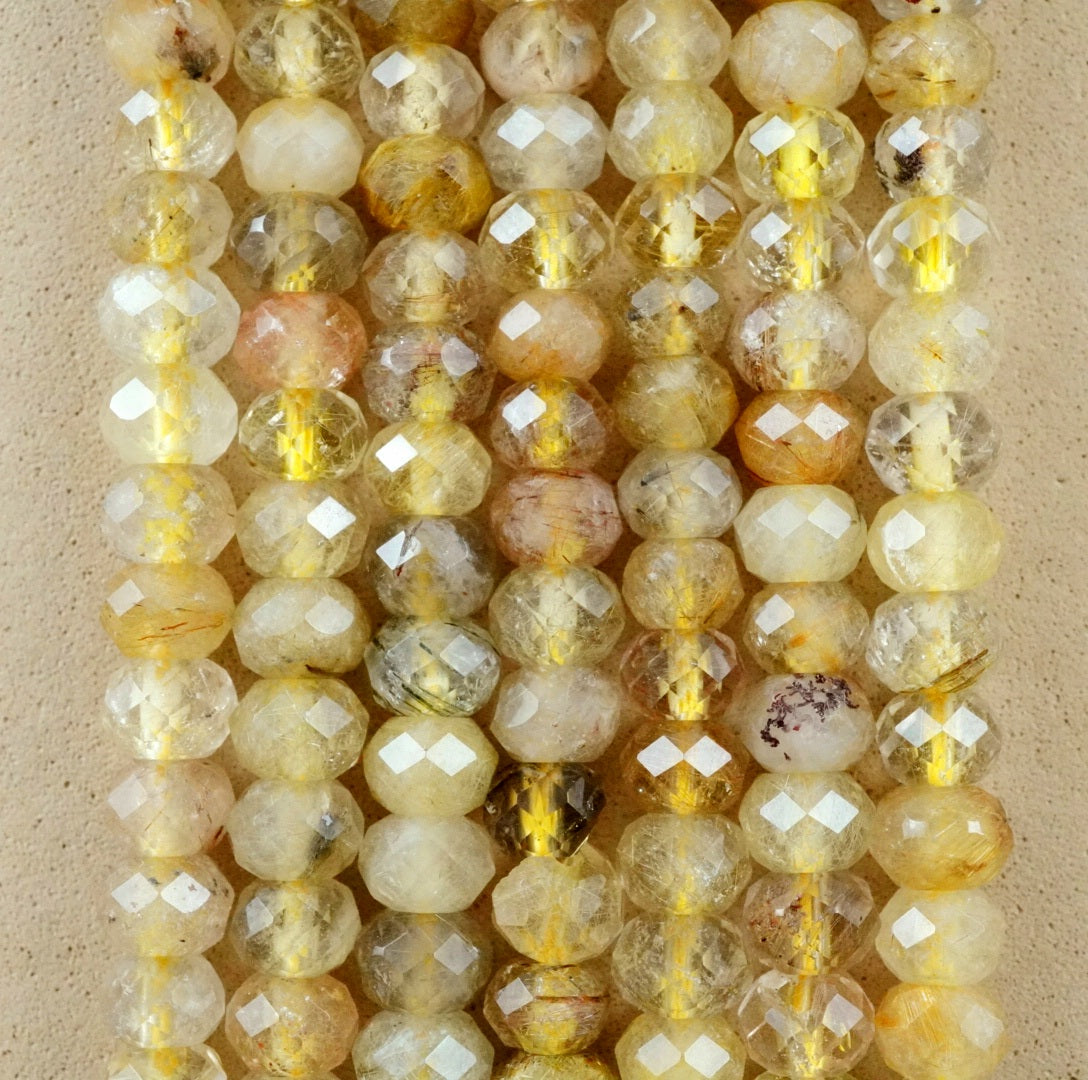 Golden Rutilated Quartz (Rondelle)(Faceted)(6x4mm)(15.5"Strand)