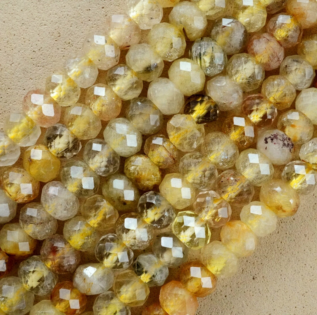 Golden Rutilated Quartz (Rondelle)(Faceted)(6x4mm)(15.5"Strand)