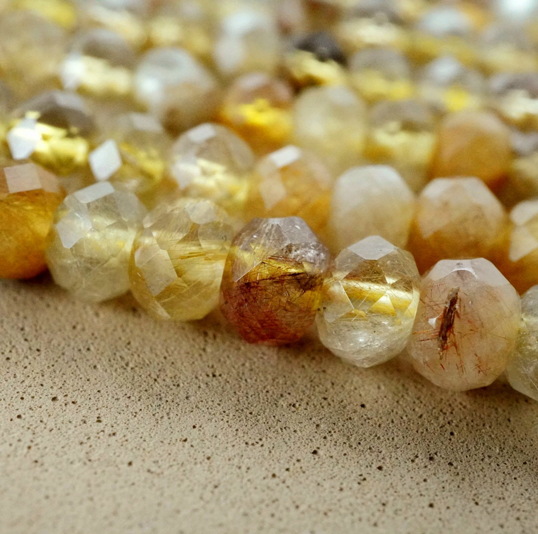 Golden Rutilated Quartz (Rondelle)(Faceted)(6x4mm)(15.5"Strand)