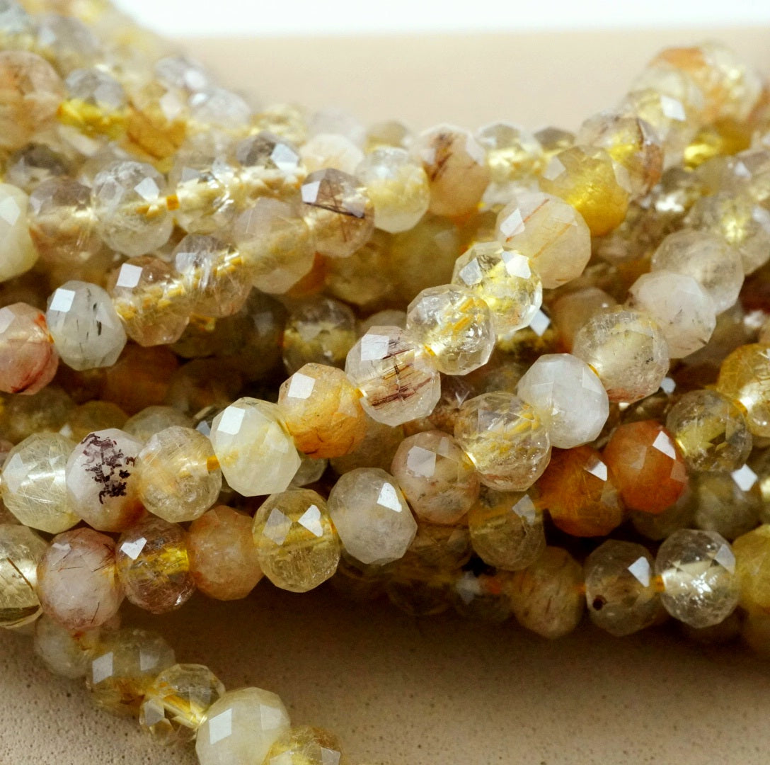 Golden Rutilated Quartz (Rondelle)(Faceted)(6x4mm)(15.5"Strand)