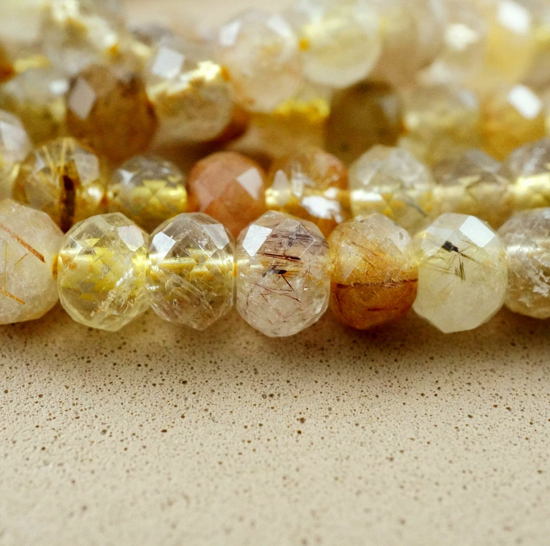 Golden Rutilated Quartz (Rondelle)(Faceted)(6x4mm)(15.5"Strand)