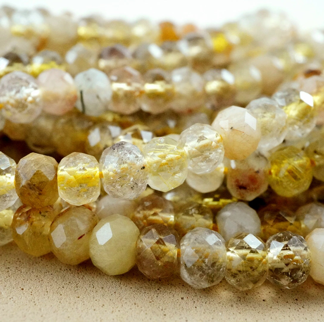 Golden Rutilated Quartz (Rondelle)(Faceted)(6x4mm)(15.5"Strand)