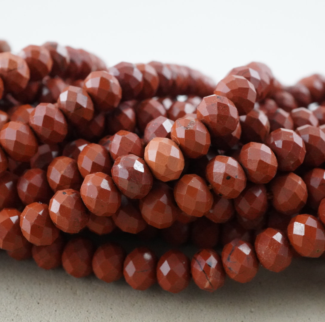 Red Jasper (Rondelle)(Faceted)(6x4mm)(15.5"Strand)