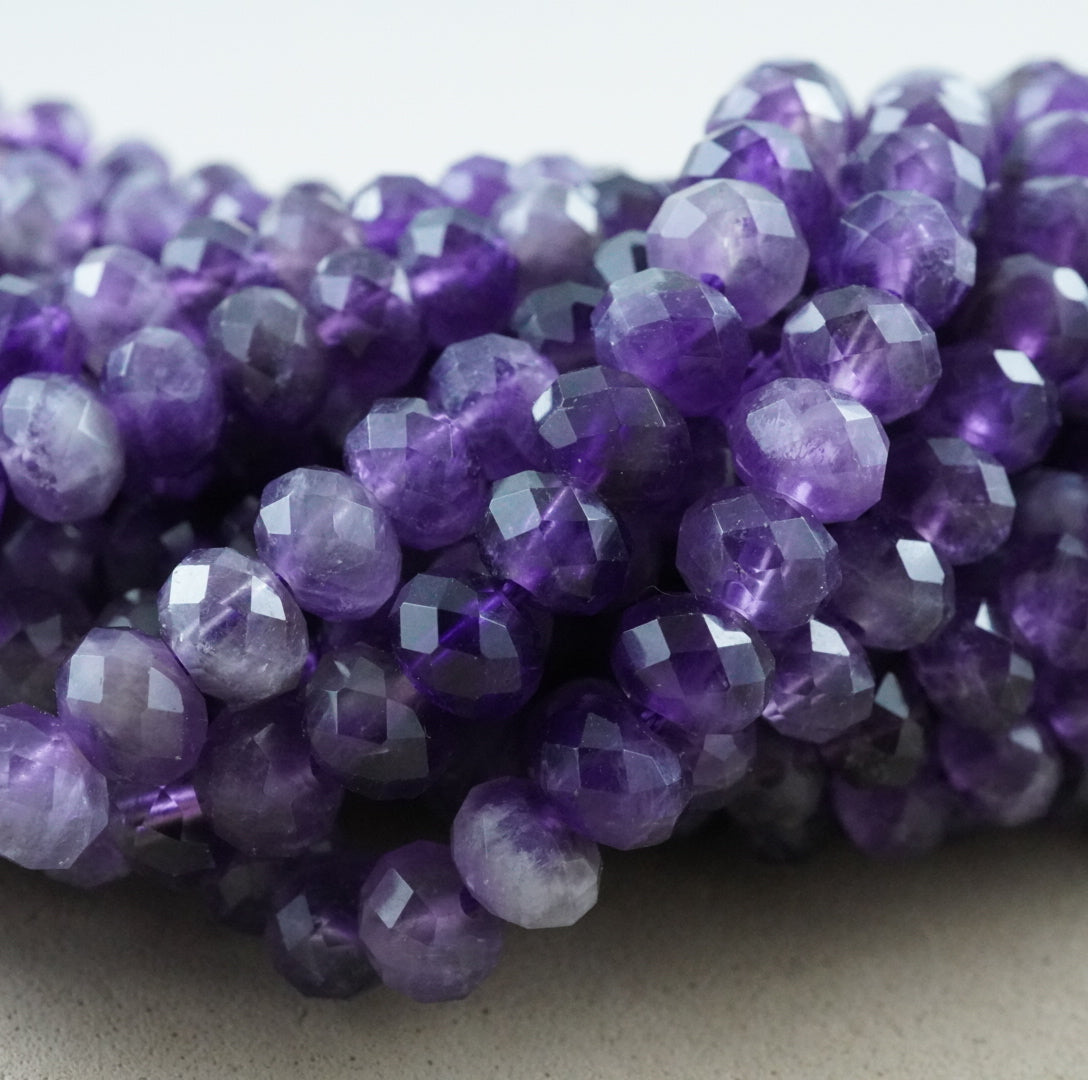 Amethyst (Rondelle)(Faceted)(6x4mm)(15.5"Strand)