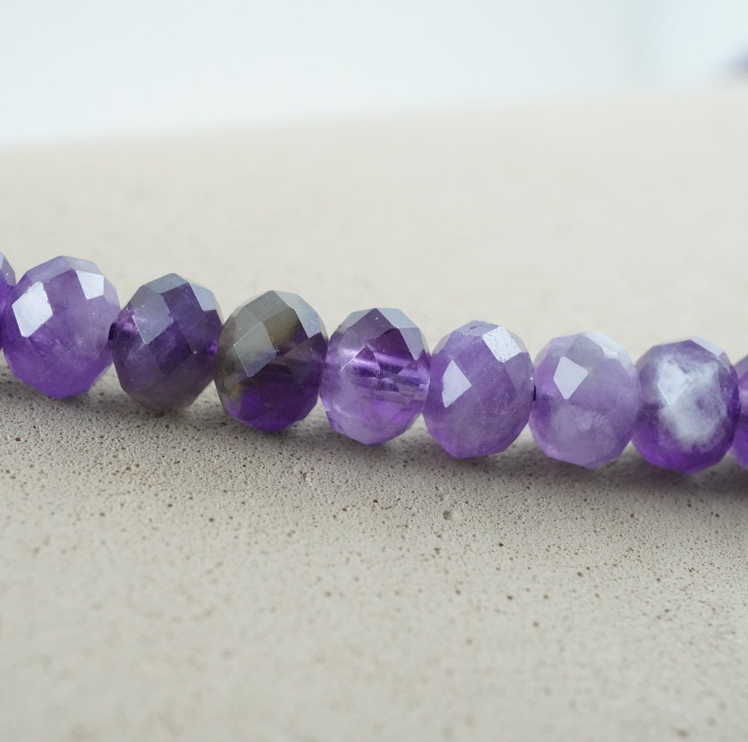 Amethyst (Rondelle)(Faceted)(6x4mm)(15.5"Strand)