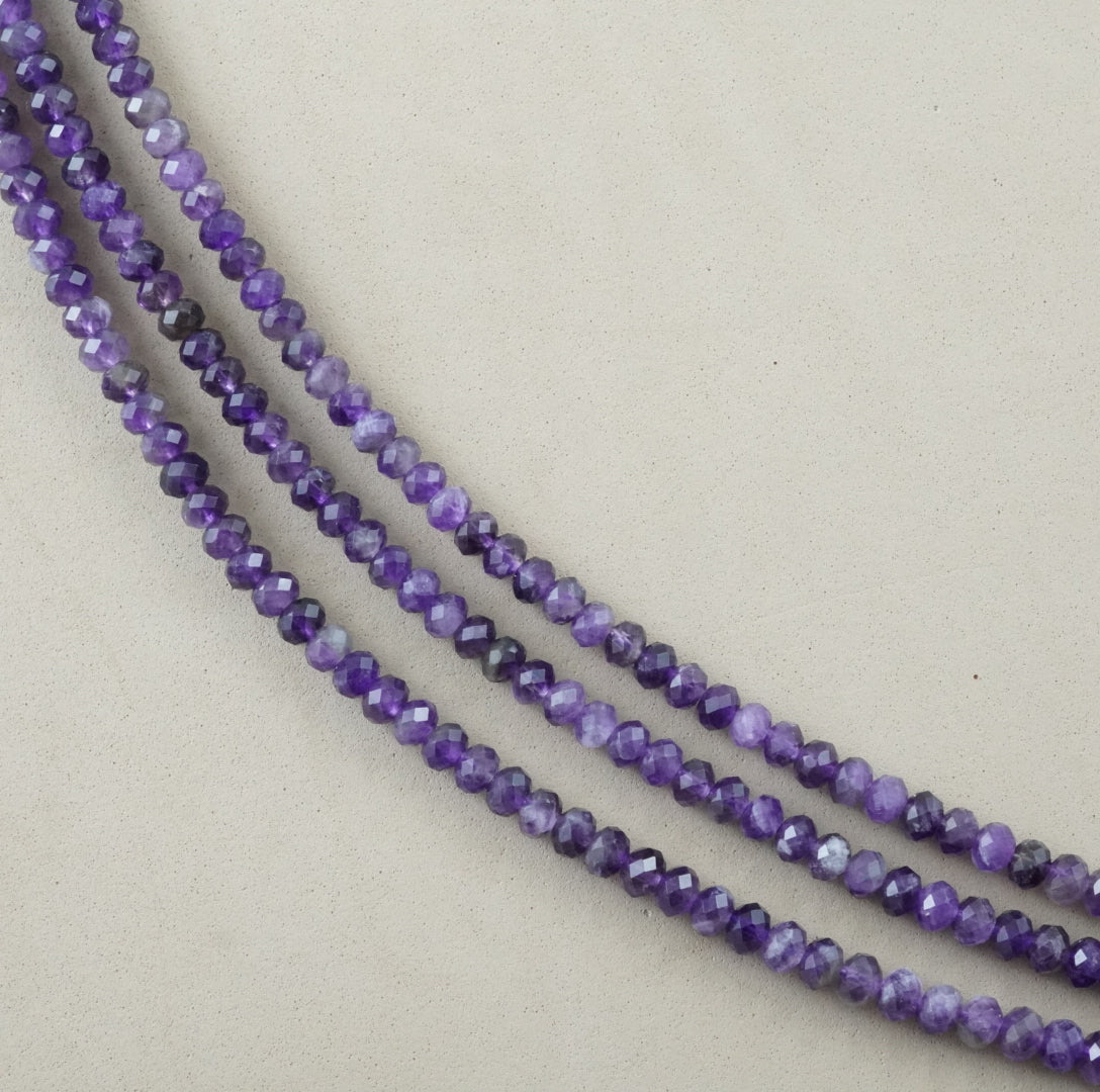 Amethyst (Rondelle)(Faceted)(6x4mm)(15.5"Strand)