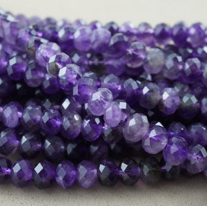 Amethyst (Rondelle)(Faceted)(6x4mm)(15.5"Strand)