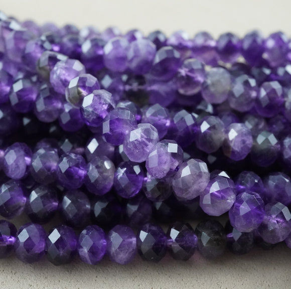 Amethyst (Rondelle)(Faceted)(6x4mm)(15.5