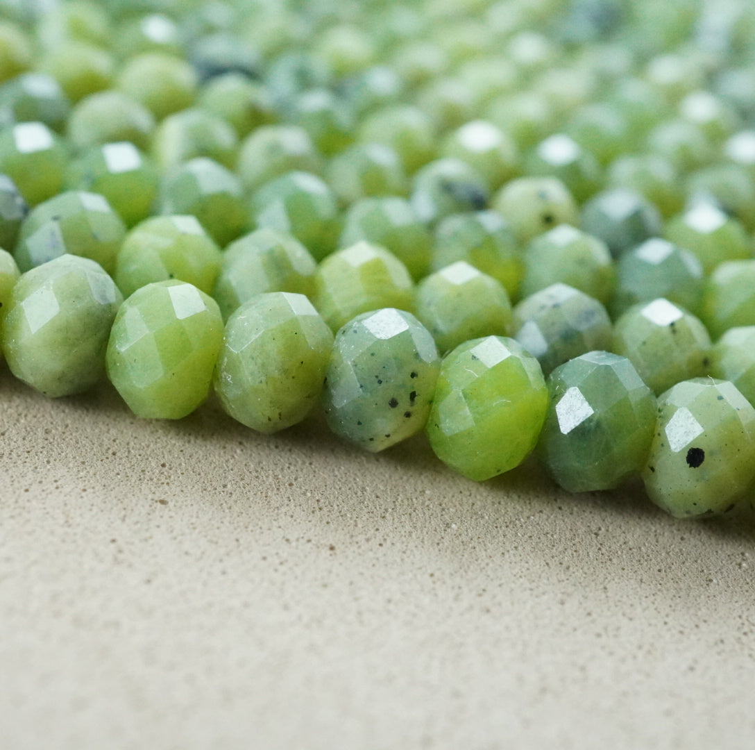 Canadian Jade (Rondelle)(Faceted)(6x4mm)(15.5"Strand)