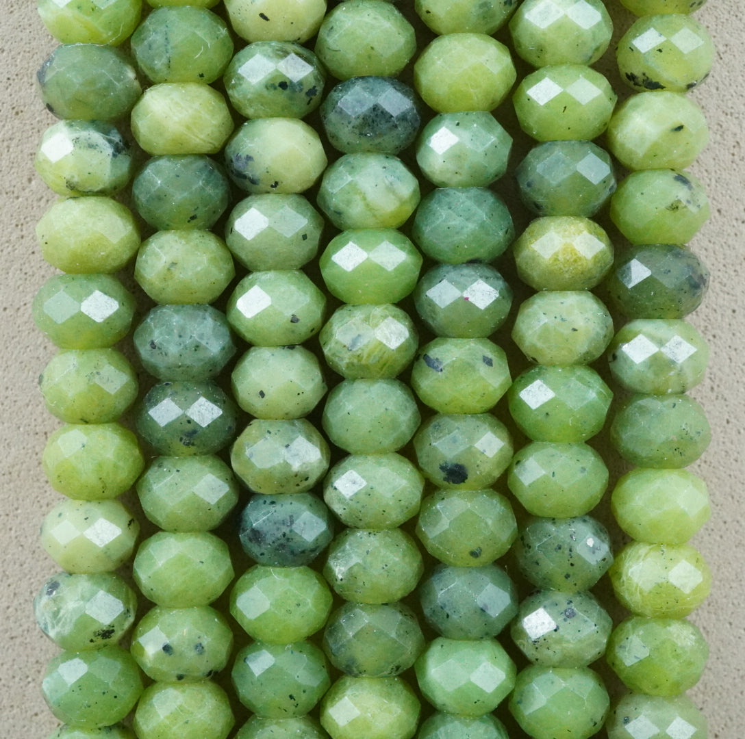 Canadian Jade (Rondelle)(Faceted)(6x4mm)(15.5"Strand)