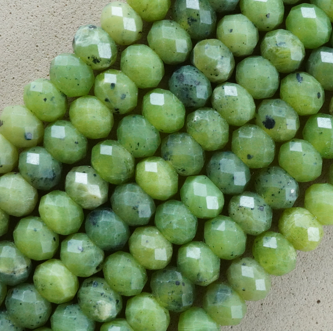 Canadian Jade (Rondelle)(Faceted)(6x4mm)(15.5"Strand)