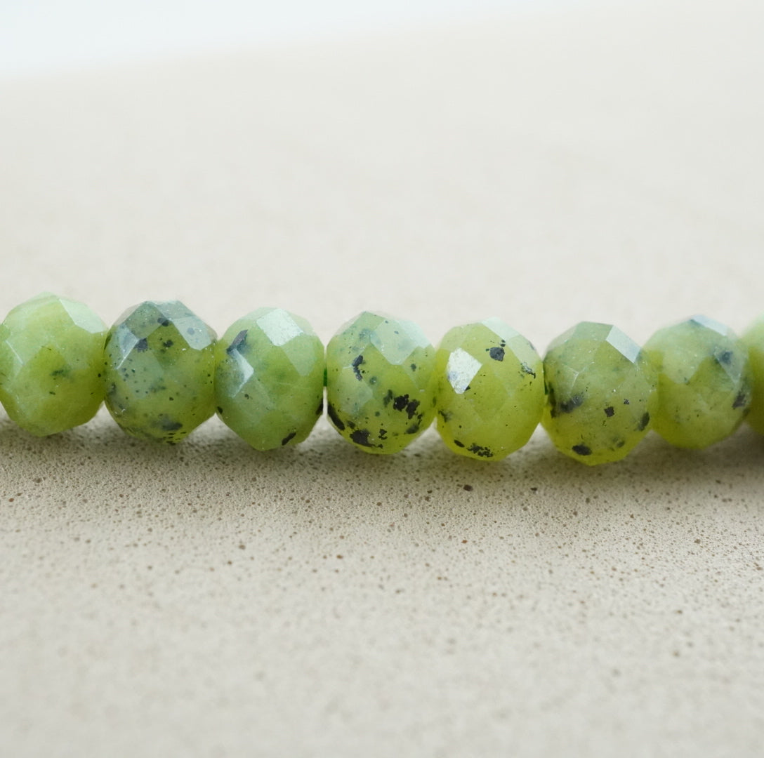 Canadian Jade (Rondelle)(Faceted)(6x4mm)(15.5"Strand)