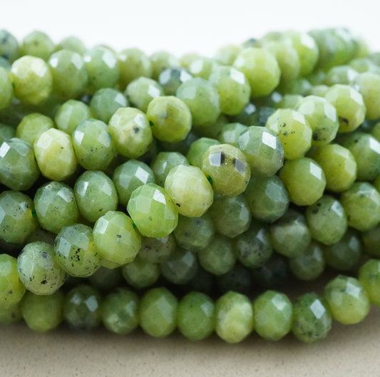 Canadian Jade (Rondelle)(Faceted)(6x4mm)(15.5"Strand)