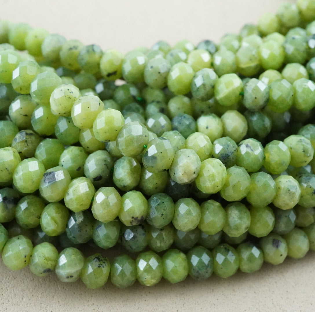 Canadian Jade (Rondelle)(Faceted)(6x4mm)(15.5"Strand)