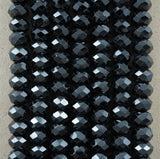 Black Spinel (Rondelle)(Faceted)(6x4mm)(15.5"Strand)