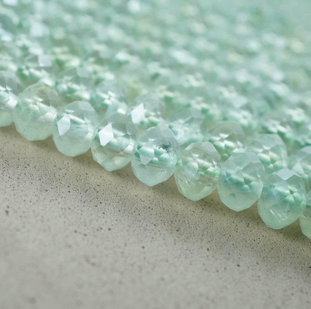 Prehnite (Rondelle)(Faceted)(6x4mm)(15.5"Strand)