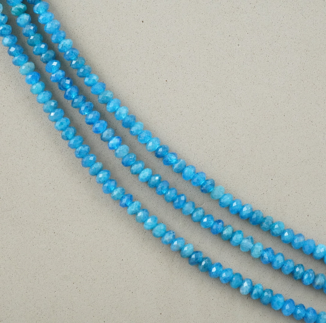 Blue Apatite (Rondelle)(Faceted)(5x4mm)(15.5"Strand)